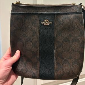 Coach Black and Brown Signature Crossbody Bag